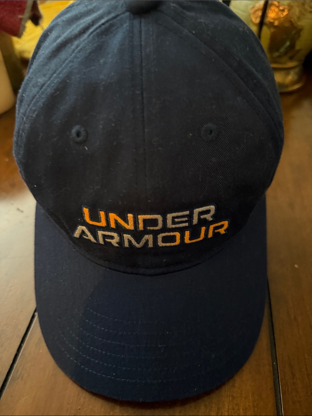 Under Armour Navy Cap with Orange & White Logo Embroidery